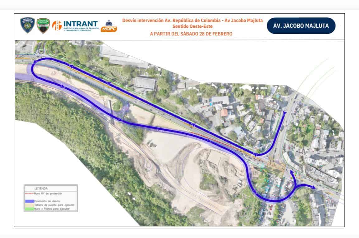 Desde este lunes se hará desvío del tránsito en la avenida República de Colombia con Jacobo Majluta
