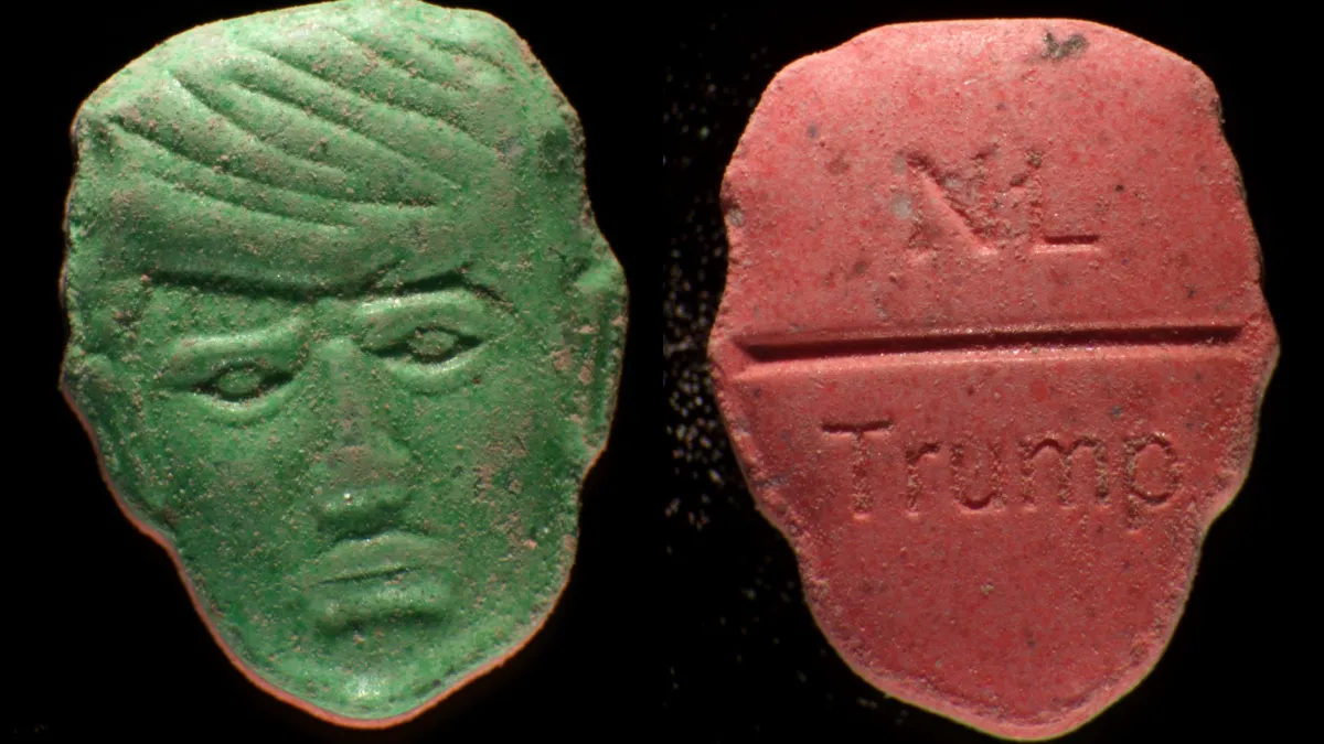 Emiten “alerta roja” por pastillas de éxtasis con forma de Trump que podrían ser letales