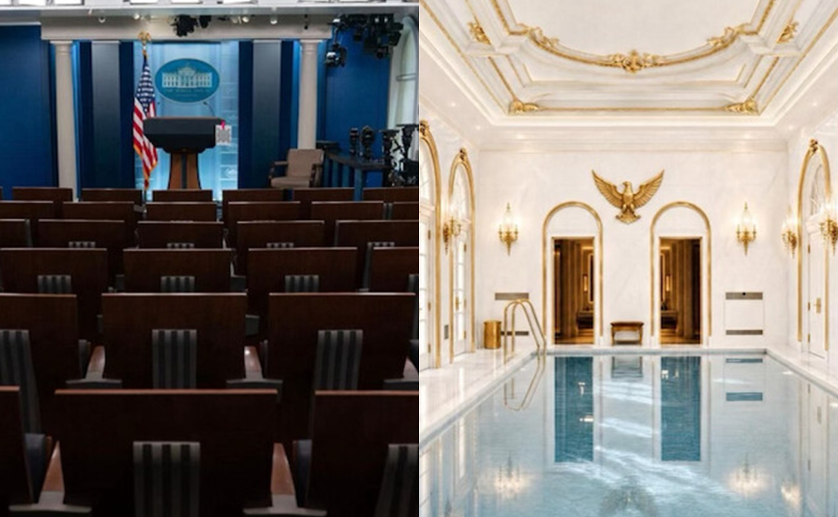 Trump sugiere reemplazar la sala de prensa de la Casa Blanca por una piscina