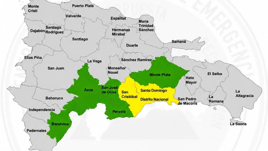 El COE pone en alerta amarilla al Gran Santo Domingo y San Cristóbal ante posibles inundaciones